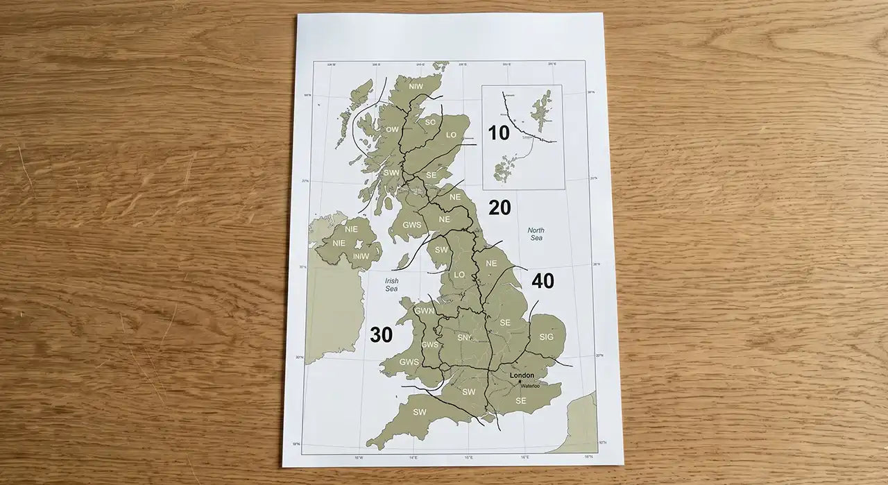 A photograph of the UK divided into the various seed provenance zones