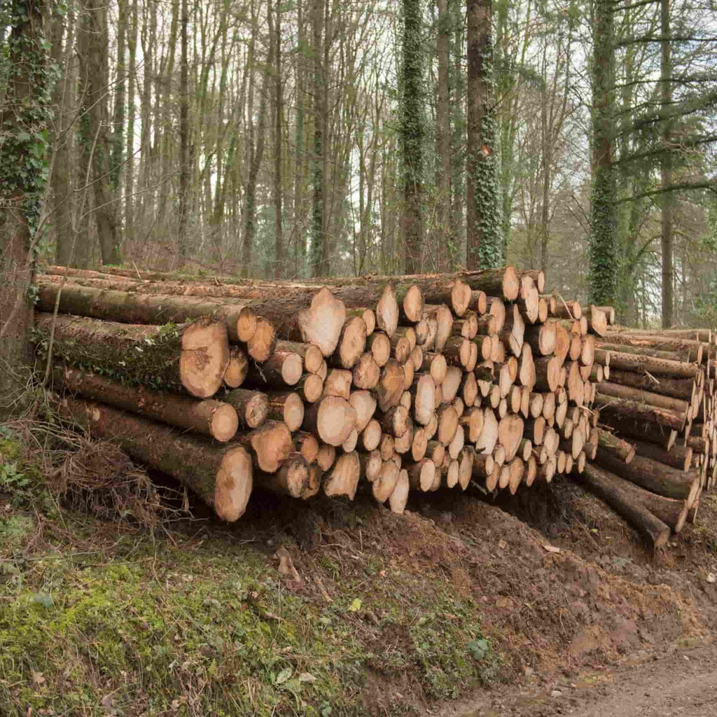 Douglas fir timber ready for the sawmill